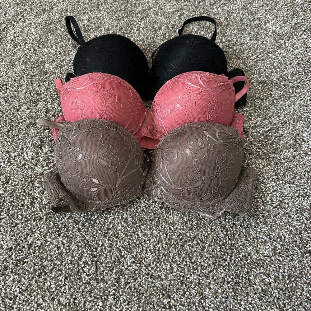 New without tags Lace Push-Up Bra Set - Black, Pink, and Brown
